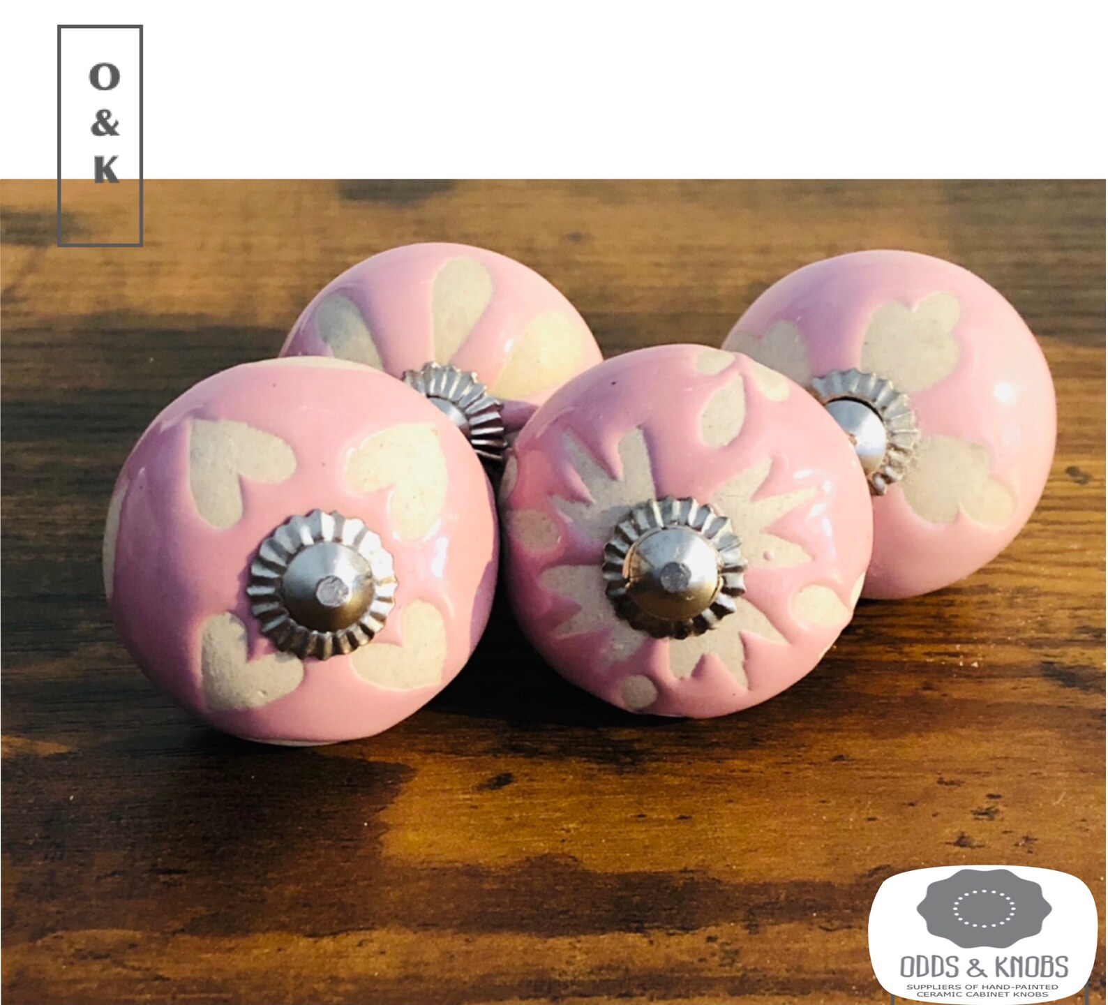 Etched pink drawer knob pink and white ceramic knob Etsy