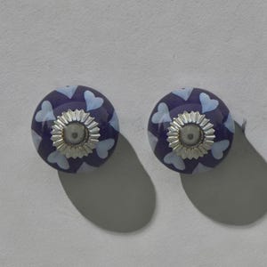 Purple drawer knobs purple and white ceramic knob purple hearts hand painted cabinet knob wardrobe handles cabinet knob sets of 2