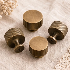 Vintage style brass cabinet knobs, brass drawer knobs, handles pull knurled brass knob pull cabinet handle dresser knobs furniture handles