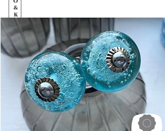 Blue glass drawer knob crystal blue glass cabinet knob shabby chic vintage cabinet wardrobe turquoise handles and pull sets of 2/4/6/8/10/12