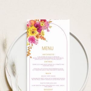 Pink baptism Menu, Pink Orange Christening Menu, baptism table decor for girl, pink and orange flowers baptism decor, holy Communion menu
