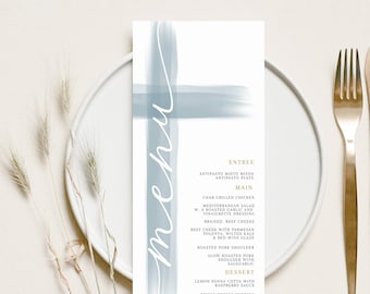 Blue Baptism Menu Template, Dusty Blue Menu, Christening Menu, Baptism Dinner Menu, Baptism Menu table decor for Baptism, Blue Christening