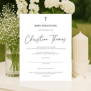 Personalized Baby Dedication Certificate, Editable Keepsake Certificate Printable, Custom Baby Dedication Gift Idea