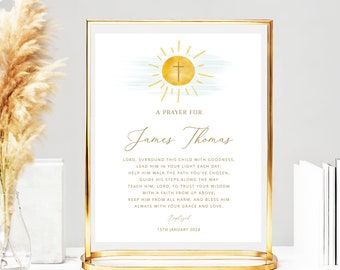 Baptism Prayer Sign for a boy INSTANT DOWNLOAD Personalized Prayer for Boy, Baptism Gift, Christening Gift, Baby Name Gift Sunshine Prayer