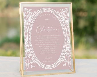 Pink baptism prayer sign template,  Pink prayer sign for girl, printable baptism gift, editable baptism prayer, custom girl baptism, Prayer