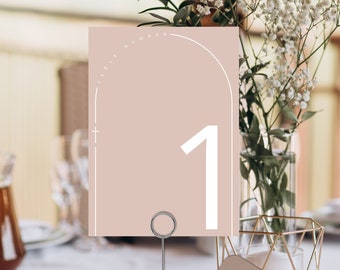Dusty Pink Baptism Table Number , simple number, table decorations DIY Printable , Digital Editable table number