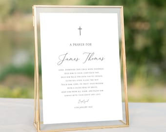 A Prayer for Child Baptism Sign, Modern Baptism Prayer Sign, Catholic Prayer Sign, Simple Baptism Signs, Edit yourself Prayer sign printable