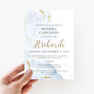 Invitacion a la PRIMERA COMUNION, Primera comunion Invitation In Spanish, Invitaciones comunion, Holy Communion, Religious Invitation