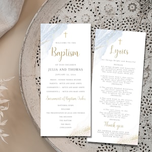 Joint Baptism Program Template, Editable Baptism Program for Girl and boy, Christening Program, Printable Baptism Template Pink and blue