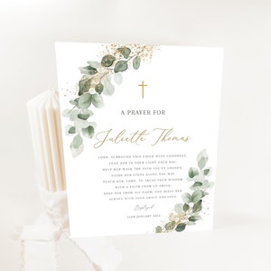 A Prayer for Child Baptism Sign, Greenery Baptism Prayer Sign, Catholic Prayer Sign, Eucalyptus Baptism Signs, Green Prayer sign, printable