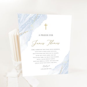 Blue Baptism Prayer Sign for a boy INSTANT DOWNLOAD Personalized Prayer for Boy, Baptism Gift, Christening Gift, Baby Name Gift Blue Prayer
