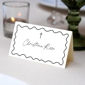 Place Cards Template, Wave Place Cards, Editable Place Cards Name, Baptism Place card folded,  Christening placecards , whimsical baptism