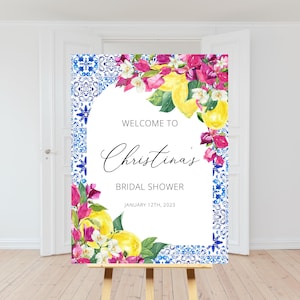 Lemons bridal shower sign, Bridal Shower Welcome Sign, Santorini Poster,  Mediterranean Bridal Shower, Italian Tile Bridal, Positano
