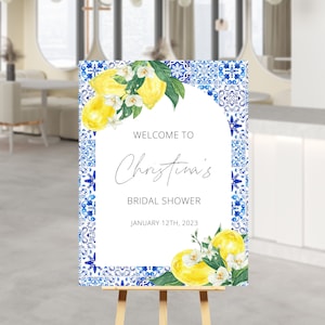 Amalfi coast bridal shower sign, Bridal Shower Welcome Sign, Santorini Poster,  Mediterranean Bridal Shower, Italian Tile Bridal, Positano