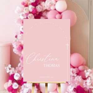 Pink Baptism Welcome Sign, Editable Baptism Welcome Sign, Powder Baptism Sign, Girl Pink Baptism Welcome Sign, Baptism Welcome Sign
