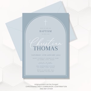 Baptism invitation Boy, Christening invitations boy, dusty blue baptism invitation, Boys Blue Invite, baptism invitation digital download