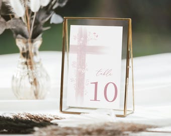 Table Numbers, Christening Table Numbers, Floral Table Numbers, Baptism Table Number Template, Wildflower Printable Table Numbers Baptism