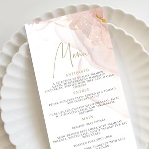Pink Baptism Menu, Dusty Pink Christening Menu, Religious Menu for baptism decor, Pink menu with cross, "4 x 9" DIY Printable menu
