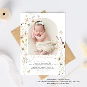 Will You Be My Godmother Proposal Card, Godparent Proposal Card, Will You Be My Godmother Card, Godmother Proposal Wildflower baptism card