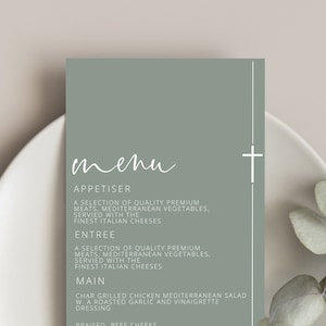 Eucalyptus Green Wedding Menu Template add Guest Names, Modern Wedding Place Card Dinner Menu, Printable, Digital Download, Editable