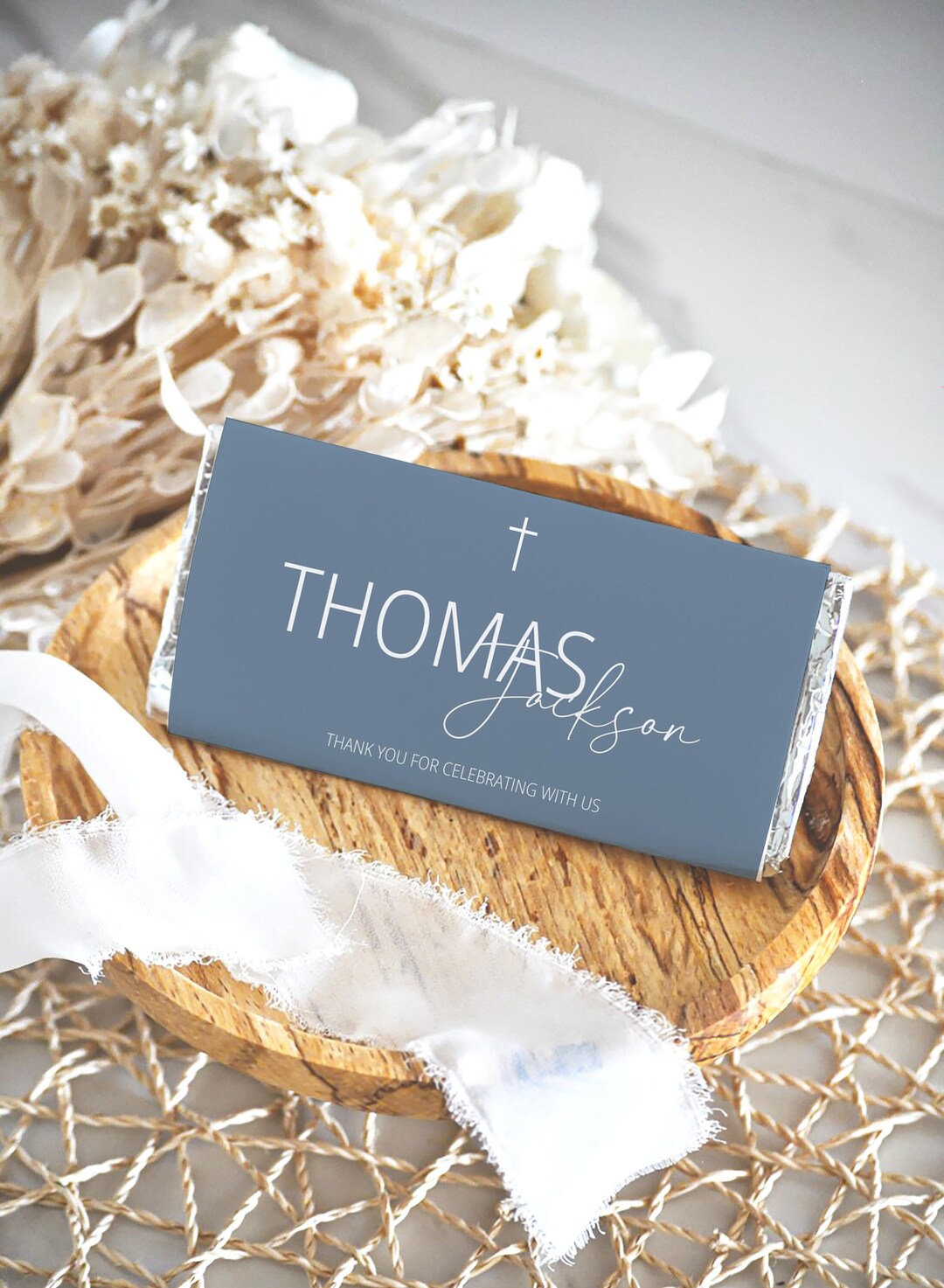 Dusty Blue Chocolate Bar Wrapper Custom to Invite Chocolate - Etsy