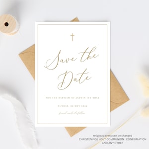Baptism Save the Date Template, Save the date christening,  Boy Baptism Save the date Invitation Template, Girl Christening save the date