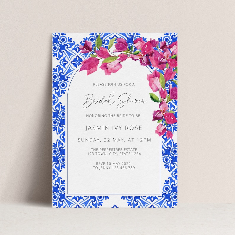 Bridal Shower Invitation Modern Elegant Wedding Invitation Etsy