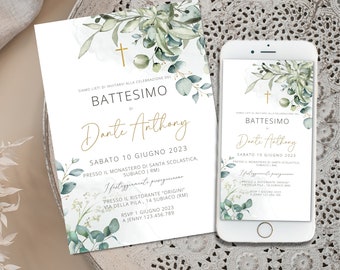 Modello di invito al battesimo, invito al battesimo stampabile, download dell'invito dell'acquerello, battesimo, genere neutro