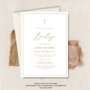Invitacion de Bautizo, Bautizo Invitation In Spanish, Invitaciones Bautizo, Classic Baptism, Mi Bautizo, Religious Invitation, Boho Invite