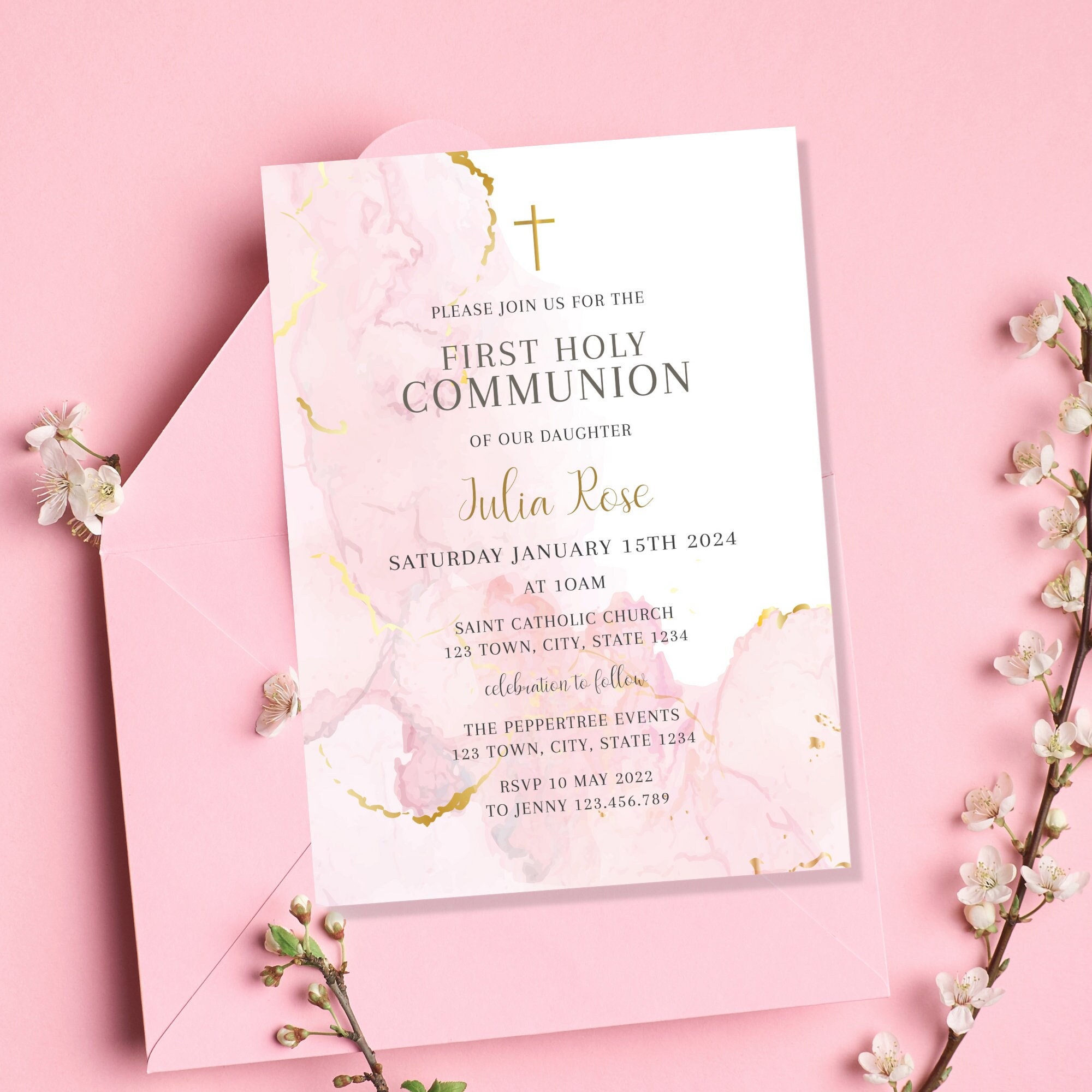 Holy Communion Invitation Template First Holy Communion Etsy Australia