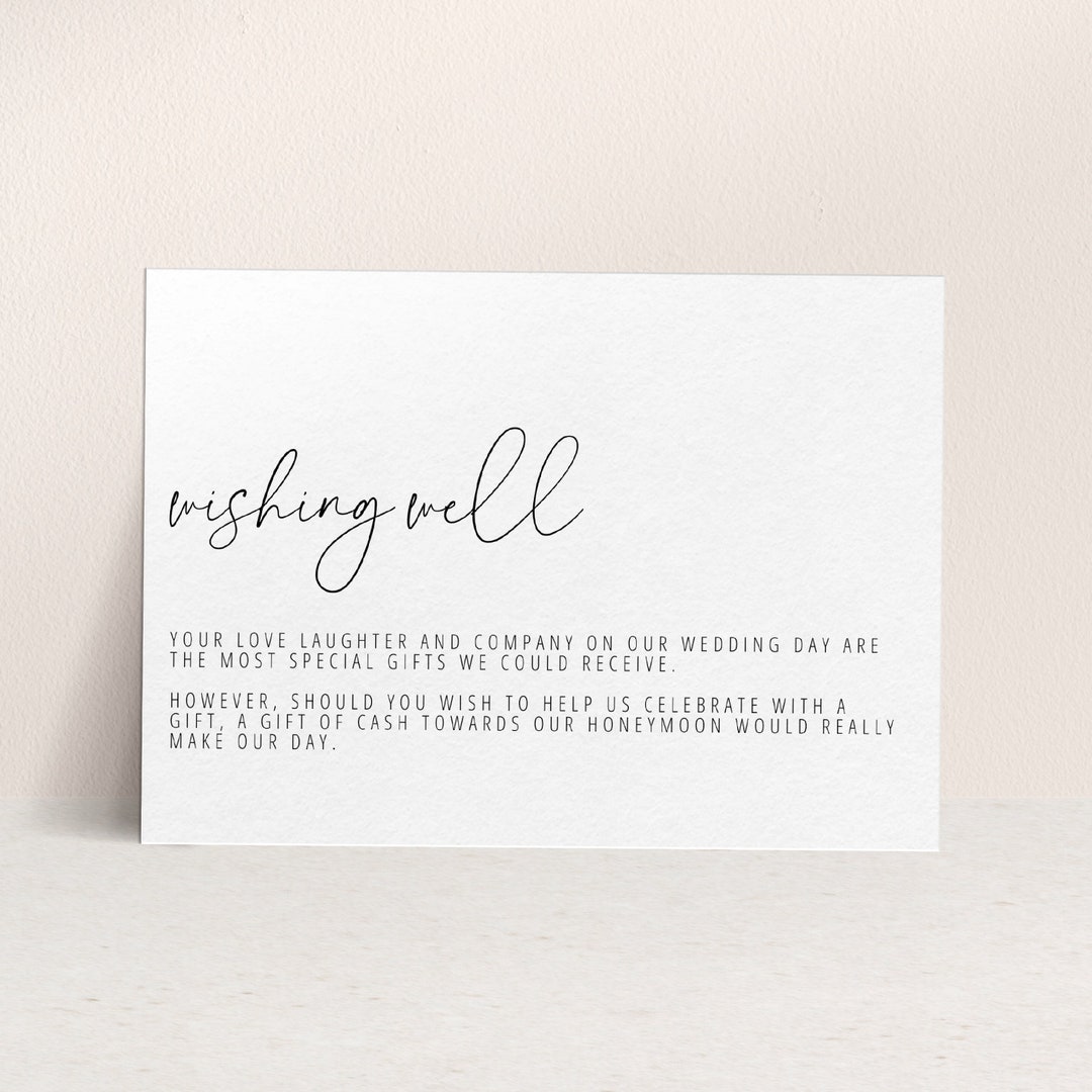 Editable Wishing Well Card Template, 3.5x5, Minimalist ,modern ...
