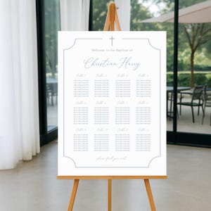 Baptism Seating Chart Template, Blue Seating Chart Download, Editable Baptism Seating Chart, Boy Baptism Seating Plan, Christening Seating