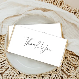 Thank you Chocolate Bar Wrapper Template, Modern Baptism Candy Bar Wrapper, Shower Favors, Chocolate Bar Wrapper, Wedding thank you