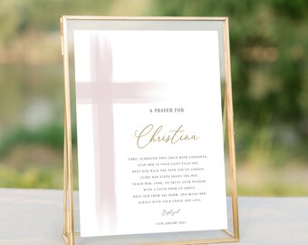 Pink baptism prayer sign template,  Pink prayer sign for girl, printable baptism gift, editable baptism prayer, custom girl baptism, Prayer