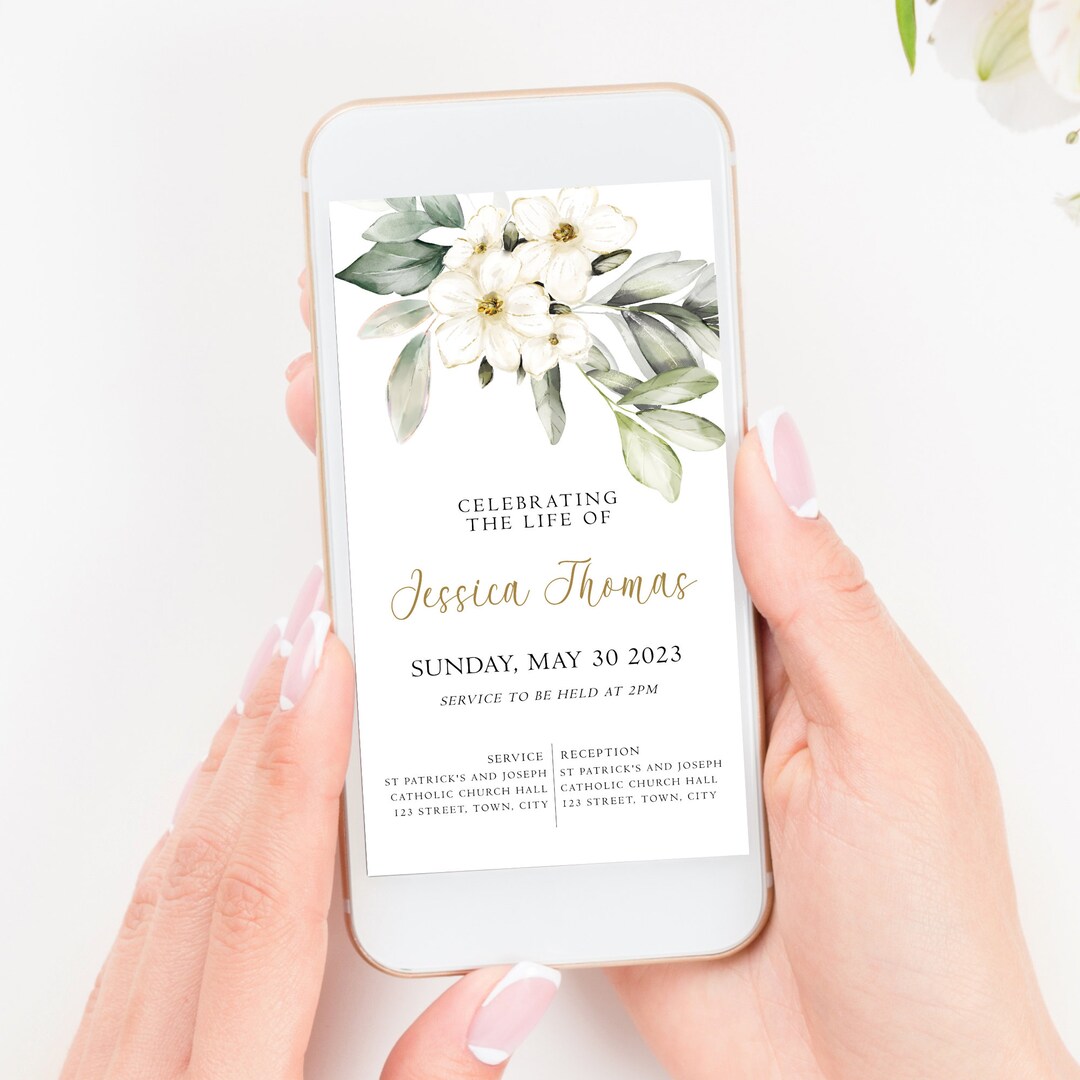 Funeral Announcement Funeral Invitation Digital Invite Etsy