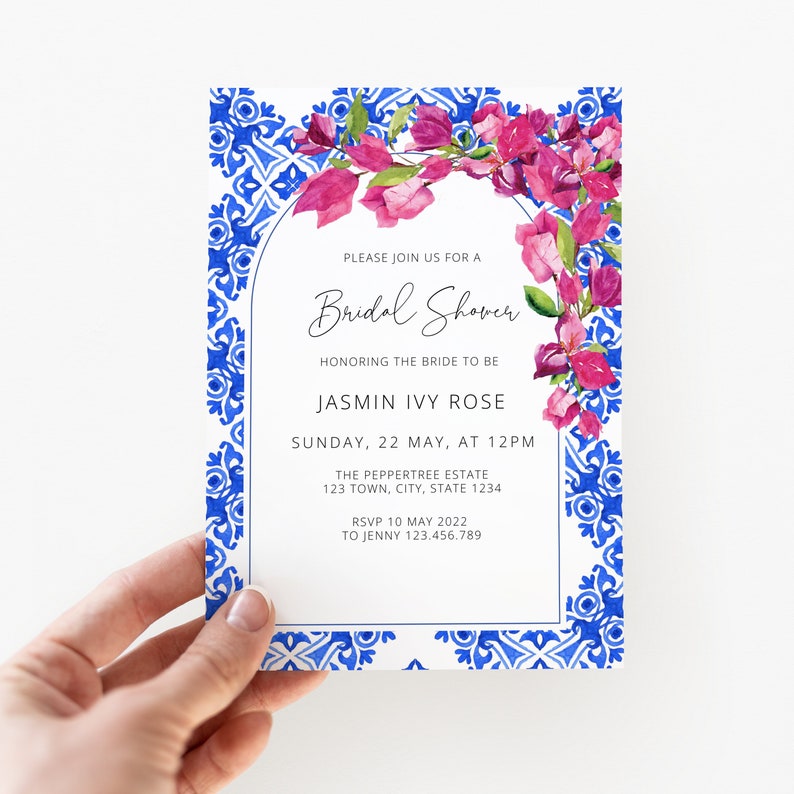 Bridal Shower Invitation Modern Elegant Wedding Invitation Etsy