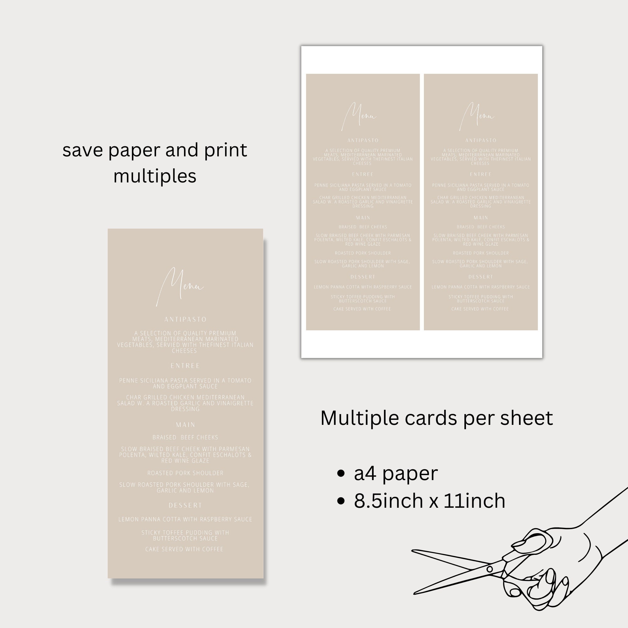 Almond Menu Template, Boy Baptism Menu, Girl Modern Menu Printable ...