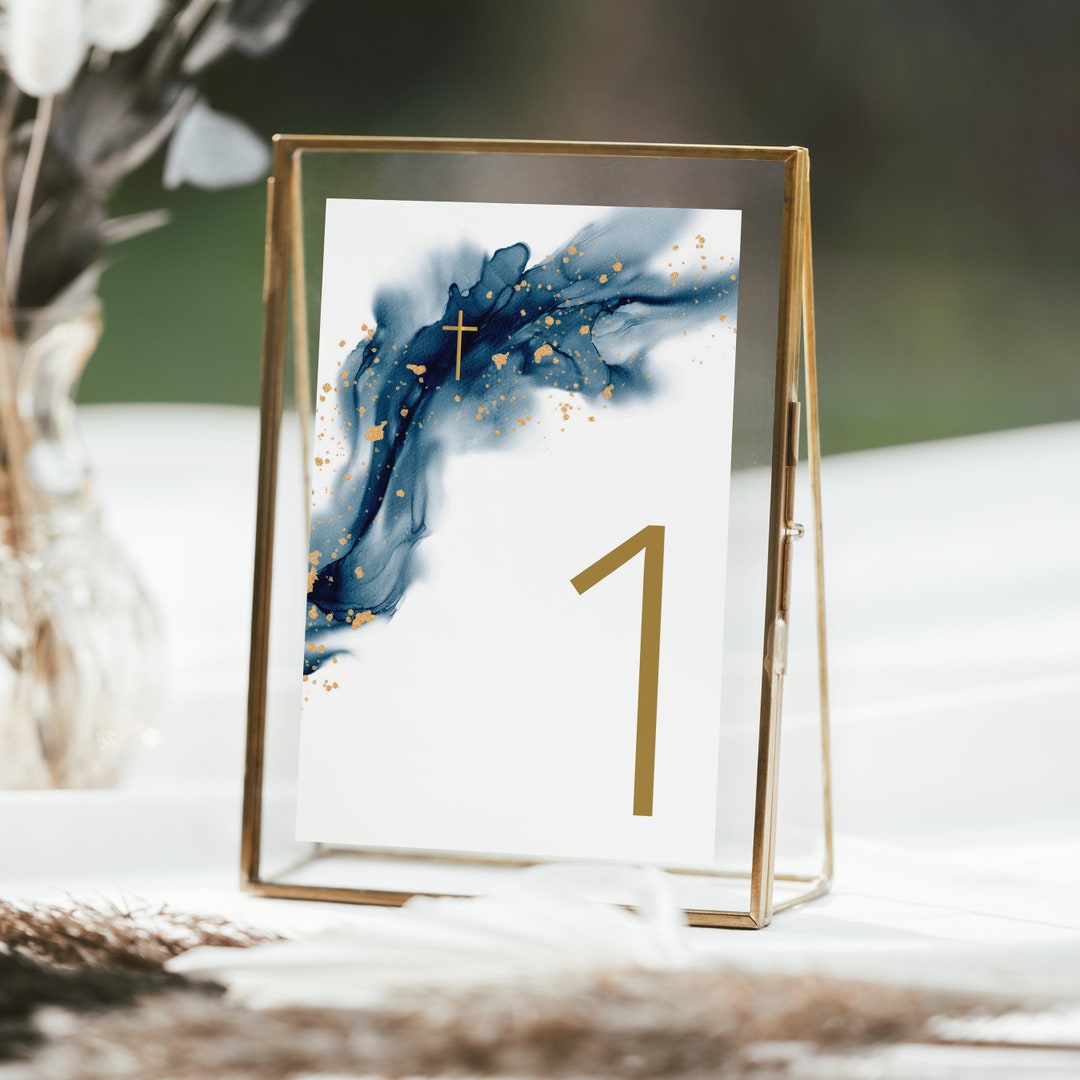 Dusty Blue Modern Printable Table Number , Simple Number, Table ...