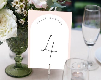 Table Numbers, Christening Table Numbers, Pink Table Numbers, Baptism Table Number Template, Printable Table Numbers, Editable Baptism