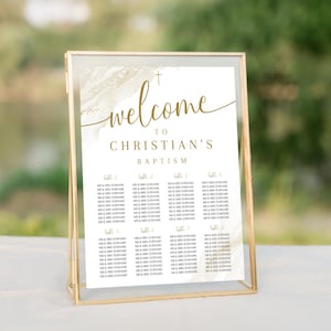Seating Chart Baptism poster, Baptism welcome poster, Christening seating chart, 8inch x 11.5inch seating chart , Beige Baptism table decor