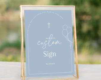Boy Baptism Invitation, Christening Invite , Dusty Blue Invite, Boys Blue Modern Invite, Baptism Invite, Holy Communion - Custom Sign
