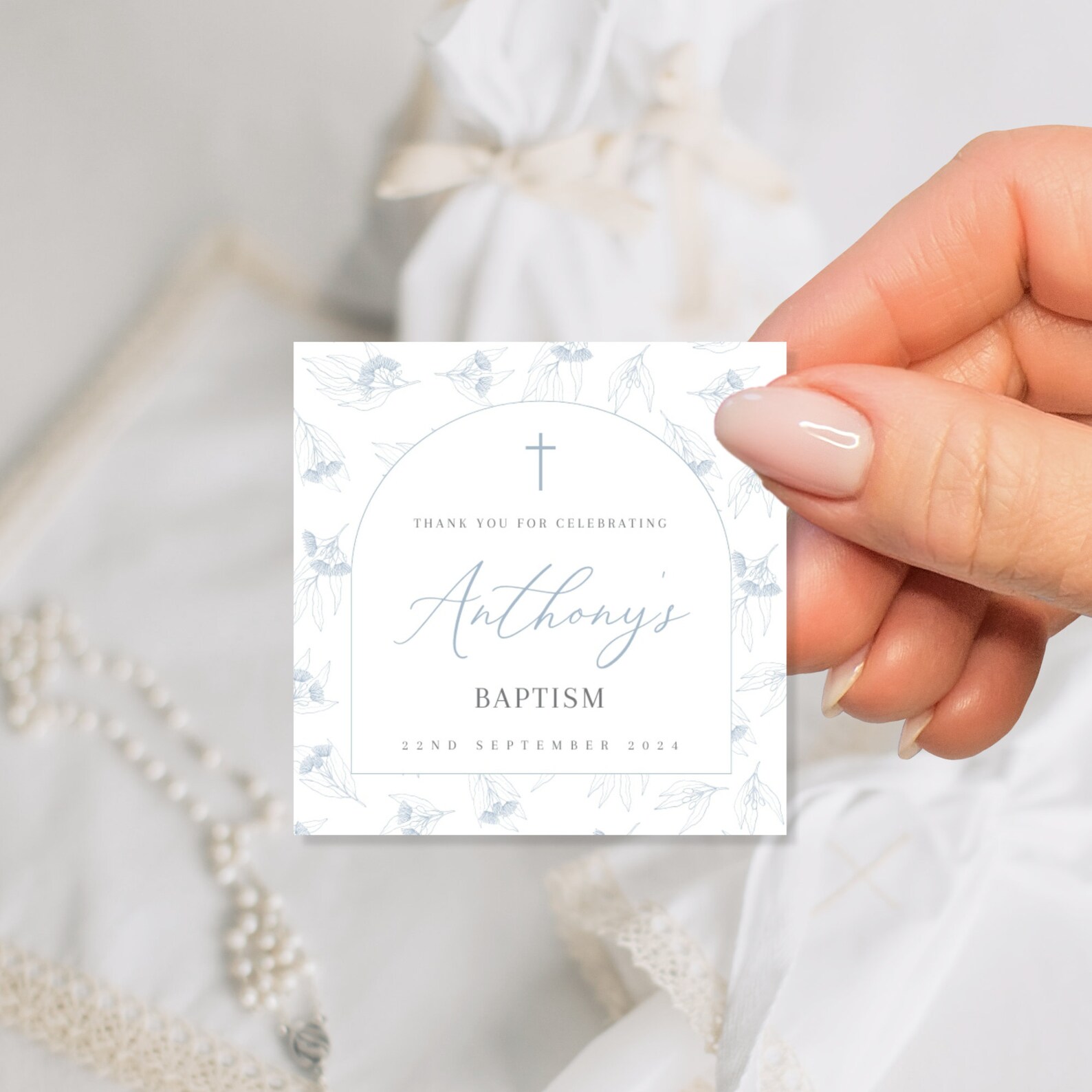 Dedication Tag Layout Blue Baptism Favor Tag Template, Printable Christening Gift Tags ...