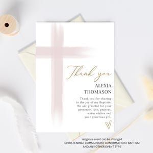 Thank you card Baptism Girl, Christening thank you card, Baptism thank you card for attending, Printable Christening, digital thank you card