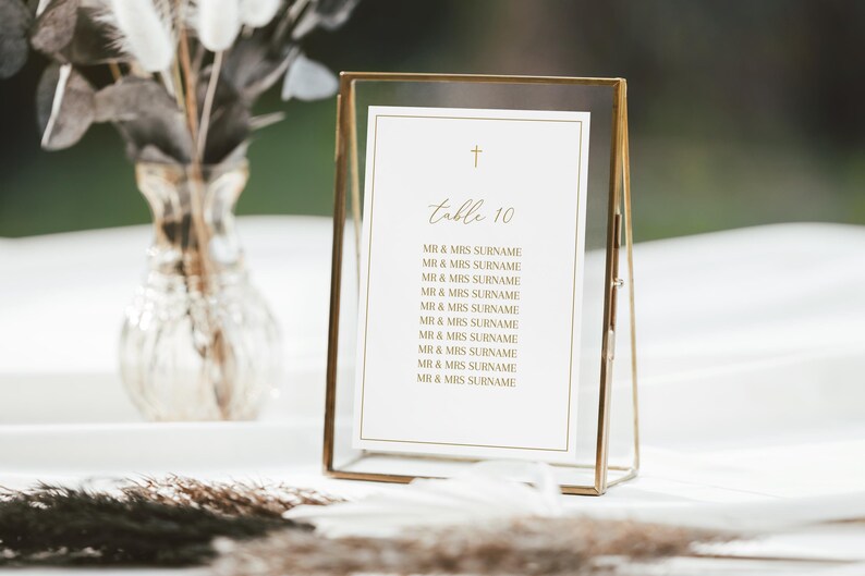 Table Numbers, Christening Table Numbers, Gold Table Numbers, Baptism