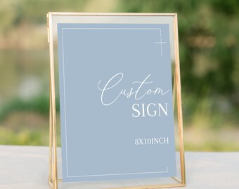 Boy Baptism Invitation, Christening Invite , Dusty Blue Invite, Boys Blue Modern Invite, Baptism Invite, Holy Communion - Custom Sign