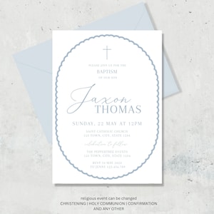 Baptism invitation Boy, Christening invitations boy, dusty blue baptism invitation, Boys Blue Invite, baptism invitation digital download