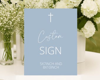 Boy Baptism Invitation, Christening Invite , Dusty Blue Invite, Boys Blue Modern Invite, Baptism Invite, Holy Communion - Custom Sign