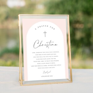 Pink baptism prayer sign template,  Pink prayer sign for girl, printable baptism gift, editable baptism prayer, custom girl baptism, Prayer