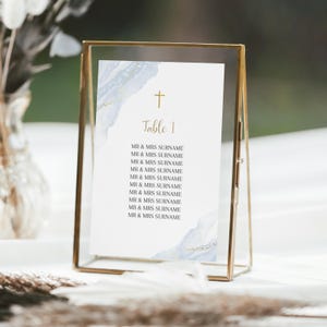 Table Numbers, Christening Table Numbers, Blue Table Numbers, Baptism Table Number Template, Printable Table Numbers, Editable Baptism