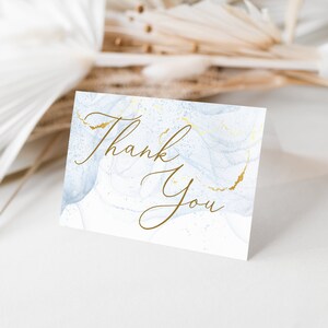 Thank You Note Card, Blue Thank You Card Template, Printable, Editable Template, Digital Download